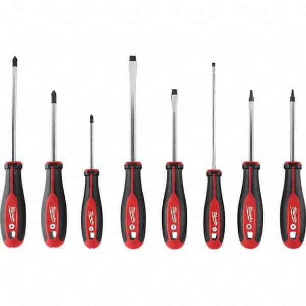 Milwaukee Tool - Screwdriver Sets Screwdriver Types Included: Philips; Slotted; Square; Torx Number of Pieces: 8 - Eagle Tool & Supply