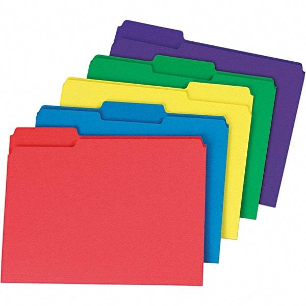 Universal One - 9-5/8 x 11-3/4", Letter Size, Assorted Colors, File Folders with Top Tab - 11 Point Stock, 1/3 Tab Cut Location - Eagle Tool & Supply