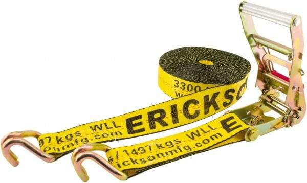 Erickson Manufacturing - 30' Long x 2" Wide, 10,000 Lb Basket Capacity, Polyester & Steel Web Sling - Yellow - Eagle Tool & Supply