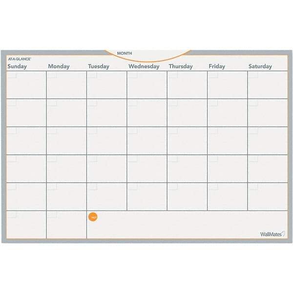 AT-A-GLANCE - 12 Sheet, 18 x 12", Erasable Wall Calendar - Gray, White & Orange - Eagle Tool & Supply