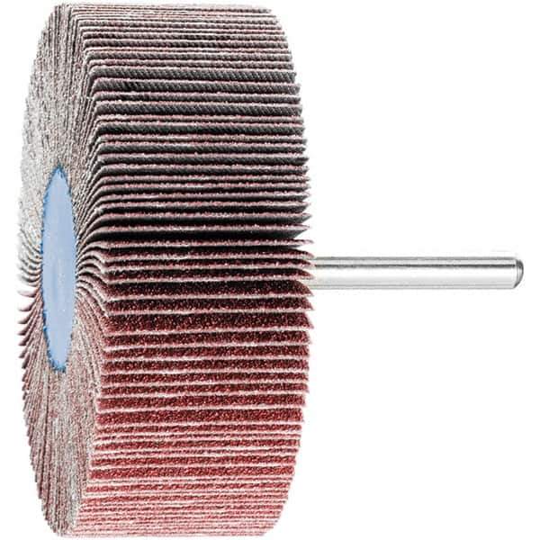 PFERD - 3" Diam x 1" Face Width, Aluminum Oxide Coated Mounted Flap Wheel - 1/4" Shank Mount, 80 Grit, 20,000 Max RPM - Eagle Tool & Supply