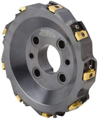 Kennametal - 9 Inserts, 10" Cut Diam, 2-1/2" Arbor Diam, 25.45mm Max Depth of Cut, Indexable Square-Shoulder Face Mill - 0/90° Lead Angle, 2-3/8" High, LN.U 2210.. Insert Compatibility, Series MEGA90 - Eagle Tool & Supply