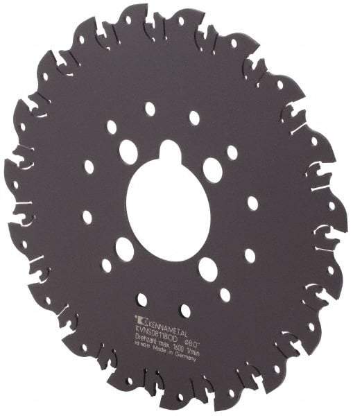 Kennametal - Arbor Hole Connection, 1/8" Cutting Width, 2-1/4" Depth of Cut, 8" Cutter Diam, 2" Hole Diam, 19 Tooth Indexable Slotting Cutter - KVNS Toolholder, OD 3118.. Insert - Eagle Tool & Supply