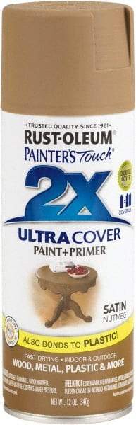 Rust-Oleum - Nutmeg, Satin, Enamel Spray Paint - 8 Sq Ft per Can, 12 oz Container, Use on Multipurpose - Eagle Tool & Supply