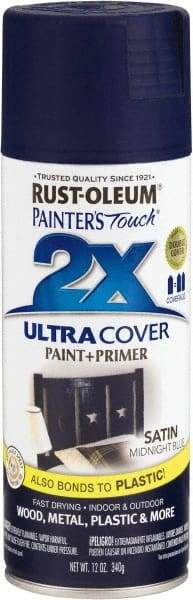 Rust-Oleum - Midnight Blue, Satin, Enamel Spray Paint - 8 Sq Ft per Can, 12 oz Container, Use on Multipurpose - Eagle Tool & Supply