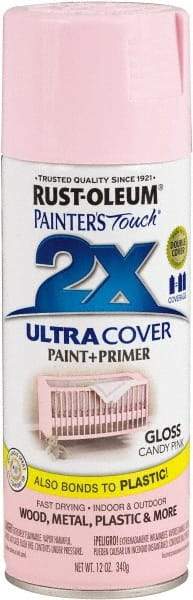 Rust-Oleum - Candy Pink, Gloss, Enamel Spray Paint - 8 Sq Ft per Can, 12 oz Container, Use on Multipurpose - Eagle Tool & Supply