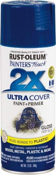 Rust-Oleum - Deep Blue, Gloss, Enamel Spray Paint - 8 Sq Ft per Can, 12 oz Container, Use on Multipurpose - Eagle Tool & Supply