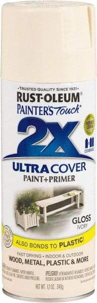 Rust-Oleum - Ivory, Gloss, Enamel Spray Paint - 8 Sq Ft per Can, 12 oz Container, Use on Multipurpose - Eagle Tool & Supply