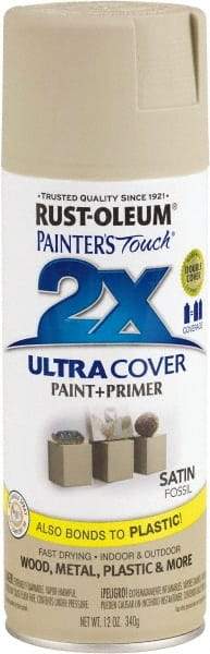 Rust-Oleum - Fossil (Color), Satin, Enamel Spray Paint - 8 Sq Ft per Can, 12 oz Container, Use on Multipurpose - Eagle Tool & Supply