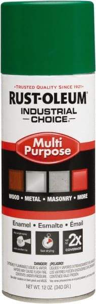 Rust-Oleum - Emerald Green, Gloss, Enamel Spray Paint - 15 to 25 Sq Ft per Can, 12 oz Container, Use on Multipurpose - Eagle Tool & Supply