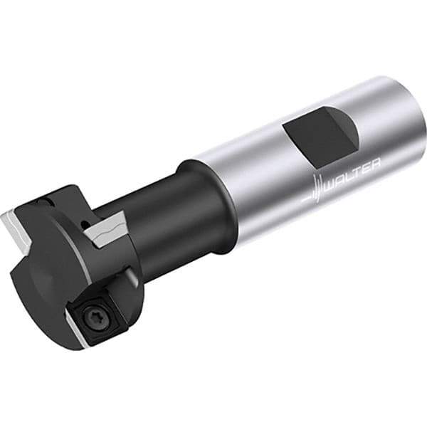 Walter - 1.23" Cutting Diam x 0.463" Cutting Width, 2 Cutter Inserts, Indexable T-Slot Cutter - 3.895" OAL - Eagle Tool & Supply