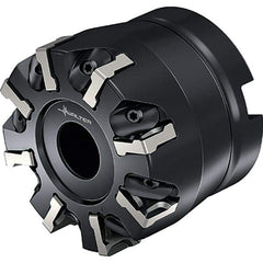 Walter - 16 Inserts, 100mm Cut Diam, 32mm Arbor Diam, Indexable Square-Shoulder Face Mill - 0° Lead Angle, 50mm High, Series M2136-B1 METRISCH - Eagle Tool & Supply