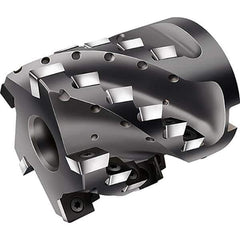 Walter - 3 Inserts, 63mm Cut Diam, 27mm Arbor Diam, Indexable Square-Shoulder Face Mill - 0° Lead Angle, 70mm High, Through Coolant, Series F2338F-B1 - Eagle Tool & Supply