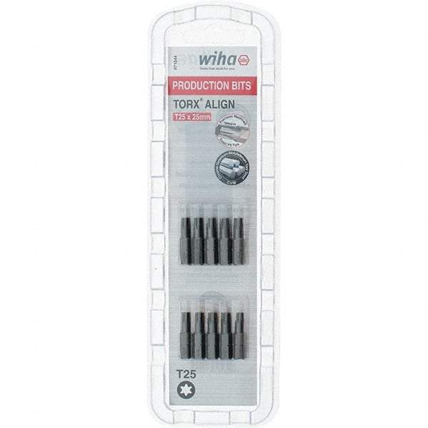 Wiha - 1/4" Drive T25 Torx Screwdriver Bit - 1" OAL, Insert Bit - Eagle Tool & Supply