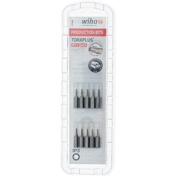 Wiha - 1/4" Drive IP3 Torx Plus Screwdriver Bit - 1" OAL, Insert Bit - Eagle Tool & Supply