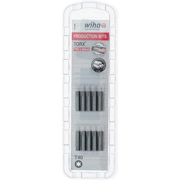 Wiha - 1/4" Drive T40 Torx Screwdriver Bit - 1" OAL, Insert Bit - Eagle Tool & Supply