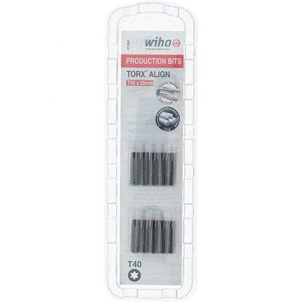 Wiha - 1/4" Drive T40 Torx Screwdriver Bit - 1" OAL, Insert Bit - Eagle Tool & Supply