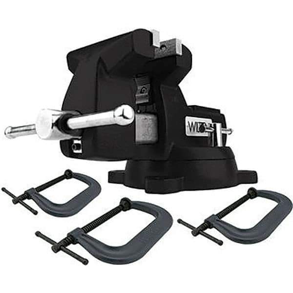 Wilton - 6" Jaw Width x 5-3/4" Jaw Opening Capacity, 4-1/8" Throat Depth, Bench & Pipe Combination Vise - 1/4 to 3-1/2" Pipe Capacity, Swivel Base, Bolt Down Attachment, Cast Iron - Eagle Tool & Supply