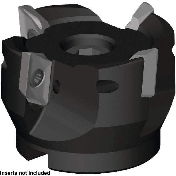 Kennametal - 3 Inserts, 2" Cut Diam, 3/4" Arbor Diam, 16mm Max Depth of Cut, Indexable Square-Shoulder Face Mill - 0° Lead Angle, 2" High, ZDET 16M5..721 Insert Compatibility, Through Coolant, Series 5720VZ16 - Eagle Tool & Supply