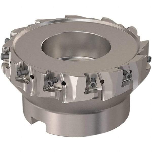Seco - 12 Inserts, 125mm Cut Diam, 40mm Arbor Diam, 12mm Max Depth of Cut, Indexable Square-Shoulder Face Mill - 90° Lead Angle, 63mm High, LOEX12 Insert Compatibility, Through Coolant, Series 220.94-12 - Eagle Tool & Supply