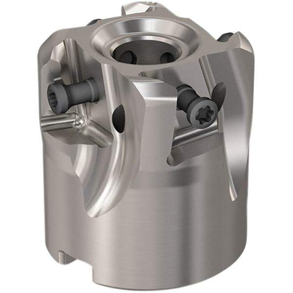Seco - 4 Inserts, 1-1/2" Cut Diam, 12.7mm Arbor Diam, 12mm Max Depth of Cut, Indexable Square-Shoulder Face Mill - 90° Lead Angle, 40mm High, LOEX12 Insert Compatibility, Through Coolant, Series 220.94-12 - Eagle Tool & Supply
