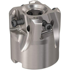 Seco - 4 Inserts, 1-1/2" Cut Diam, 12.7mm Arbor Diam, 12mm Max Depth of Cut, Indexable Square-Shoulder Face Mill - 90° Lead Angle, 40mm High, LOEX12 Insert Compatibility, Through Coolant, Series 220.94-12 - Eagle Tool & Supply
