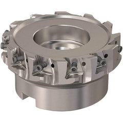 Seco - 12 Inserts, 100mm Cut Diam, 32mm Arbor Diam, 12mm Max Depth of Cut, Indexable Square-Shoulder Face Mill - 90° Lead Angle, 50mm High, LOEX12 Insert Compatibility, Through Coolant, Series 220.94-12 - Eagle Tool & Supply