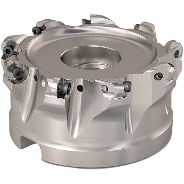 Seco - 89.6mm Cut Diam, 6mm Max Depth, 1-1/2" Arbor Hole, 9 Inserts, RP..1204 Insert Style, Indexable Copy Face Mill - R220.29 Cutter Style, 8,800 Max RPM, 2 High, Through Coolant, Series R220.29 - Eagle Tool & Supply