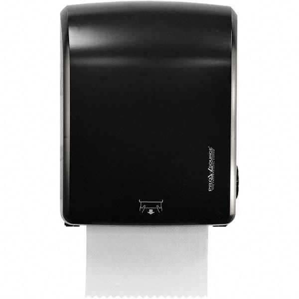 PRO-SOURCE - Hands Free, Plastic Paper Towel Roll Cabinet - 15.2" Deep, 1 Roll with Stub 8", Black - Eagle Tool & Supply