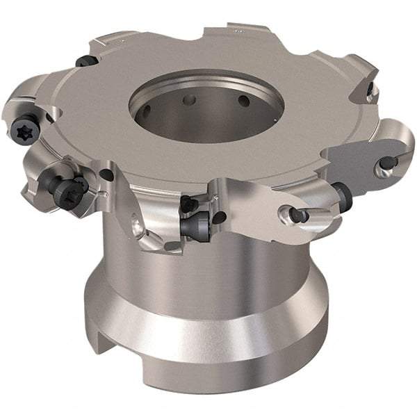 Seco - Shell Mount Connection, 0.472" Cutting Width, 20mm Depth of Cut, 80mm Cutter Diam, 27mm Hole Diam, 4 Tooth Indexable Slotting Cutter - R335.29 Toolholder, RP.. 1204 Insert, Right Hand Cutting Direction - Eagle Tool & Supply