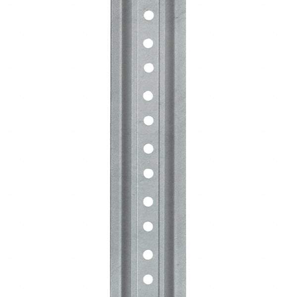 Nucor - 8' High, Galvanized Traffic Sign Post - Steel, 3/8" Hole Diam, Silver - Eagle Tool & Supply