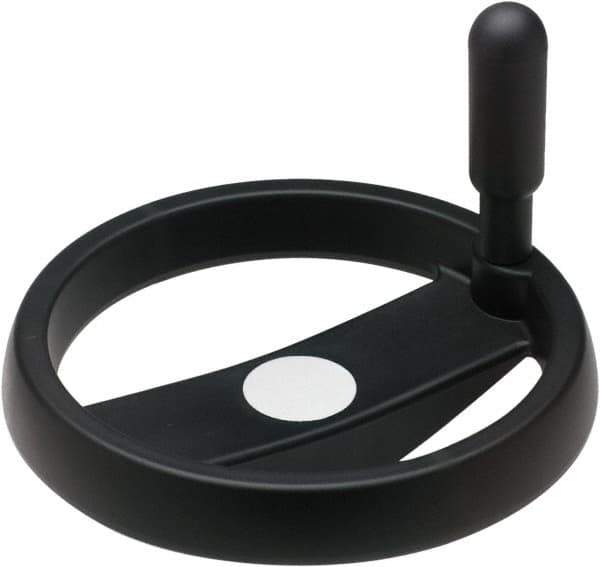 Elesa - 3.9", 2 Spoke Handwheel with Revolving Handle - 0.71" Hub, High Impact Strength Technopolymer, Black Matte Finish - Eagle Tool & Supply