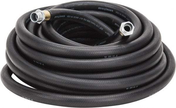 Continental ContiTech - 3/4" ID x 1.118" OD 50' Long Multipurpose Air Hose - MNPT x MNPT Ends, 200 Working psi, -40 to 190°F, 3/4" Fitting, Black - Eagle Tool & Supply