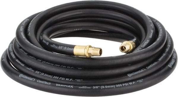 Continental ContiTech - 3/8" ID x 0.688" OD 25' Long Oil Resistant Air Hose - MNPT x MNPT Ends, 300 Working psi, -20 to 190°F, 1/4" Fitting, Black - Eagle Tool & Supply