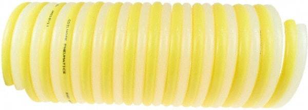 Coilhose Pneumatics - 3/4, 5/16" ID, 50' Long, Yellow & Natural Nylon Coiled & Self Storing Hose - 120 Max psi, No Fittings - Eagle Tool & Supply