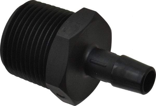 Made in USA - 3/8" Barb, 3/8, Nylon Single Barbed Tube Adapter - Black, Male - Eagle Tool & Supply
