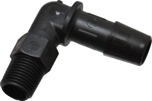 Made in USA - 3/8" Barb, 3/8, Nylon Single Barbed Tube Elbow - Black, Male - Eagle Tool & Supply