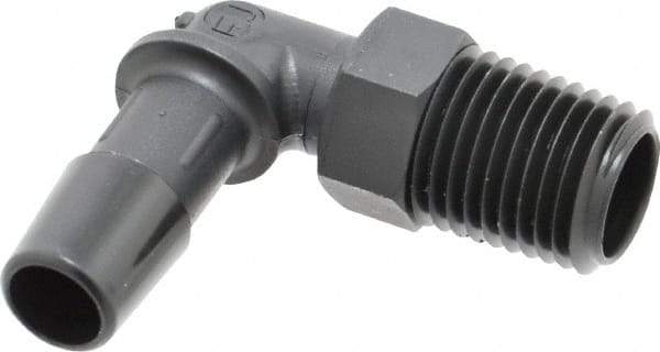 Made in USA - 3/8" Barb, 3/8, Nylon Single Barbed Tube Elbow - Black, Male - Eagle Tool & Supply