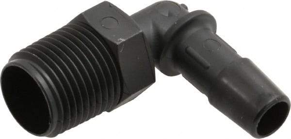 Made in USA - 3/8" Barb, 3/8, Nylon Single Barbed Tube Elbow - Black, Male - Eagle Tool & Supply
