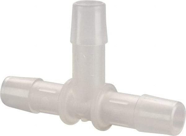 Made in USA - 3/8" Barb, Polypropylene Single Barbed Tube Tee - Natural - Eagle Tool & Supply