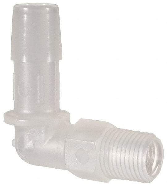 Made in USA - 3/8" Barb, 3/8, Polypropylene Single Barbed Tube Elbow - Natural, Male - Eagle Tool & Supply