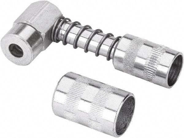 lumax - 4,500 Operating psi, Steel 90° Angle Adapter Grease Gun Coupler - Eagle Tool & Supply