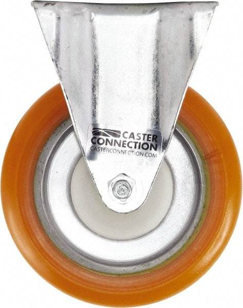 Caster Connection - 5" Diam x 1-1/4" Wide x 6-1/4" OAH Top Plate Mount Rigid Caster - Polyurethane, 450 Lb Capacity, Sealed Precision Ball Bearing, 2-3/8 x 3-5/8" Plate - Eagle Tool & Supply