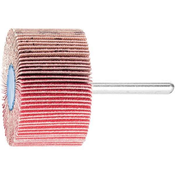 PFERD - 2" Diam x 1" Face Width, Ceramic Coated Mounted Flap Wheel - 1/4" Shank Mount, 120 Grit, 23,000 Max RPM - Eagle Tool & Supply