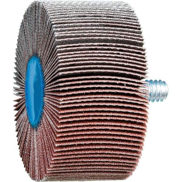 PFERD - 2" Diam x 1" Face Width, Aluminum Oxide Coated Mounted Flap Wheel - 1/4-20 Threaded Mount, 180 Grit, 23,000 Max RPM - Eagle Tool & Supply