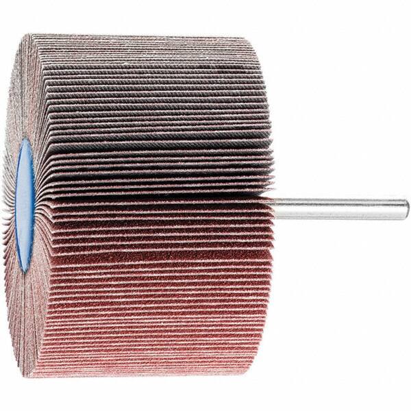 PFERD - 3" Diam x 2" Face Width, Aluminum Oxide Coated Mounted Flap Wheel - 1/4" Shank Mount, 120 Grit, 6,000 Max RPM - Eagle Tool & Supply