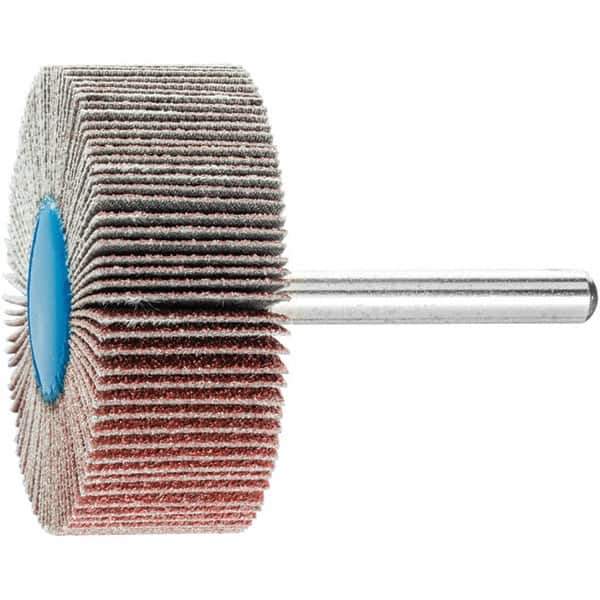 PFERD - 2" Diam x 3/4" Face Width, Aluminum Oxide Coated Mounted Flap Wheel - 1/4" Shank Mount, 80 Grit, 23,000 Max RPM - Eagle Tool & Supply