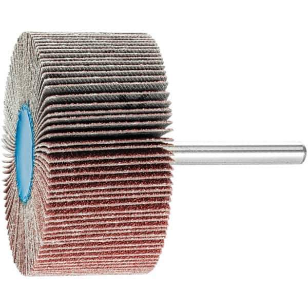 PFERD - 2-1/2" Diam x 1" Face Width, Aluminum Oxide Coated Mounted Flap Wheel - 1/4" Shank Mount, 80 Grit, 23,000 Max RPM - Eagle Tool & Supply