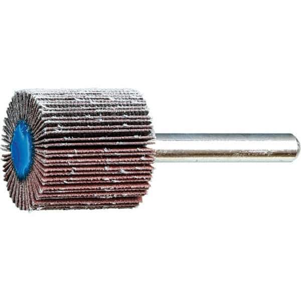 PFERD - 1" Diam x 1" Face Width, Aluminum Oxide Coated Mounted Flap Wheel - 1/4" Shank Mount, 320 Grit, 25,000 Max RPM - Eagle Tool & Supply