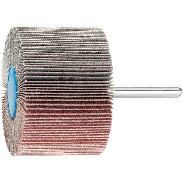 PFERD - 2-1/2" Diam x 1-1/2" Face Width, Aluminum Oxide Coated Mounted Flap Wheel - 1/4" Shank Mount, 120 Grit, 13,000 Max RPM - Eagle Tool & Supply